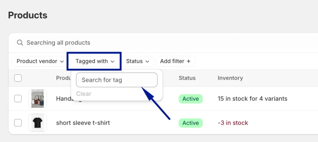 Select 'Tagged with'
